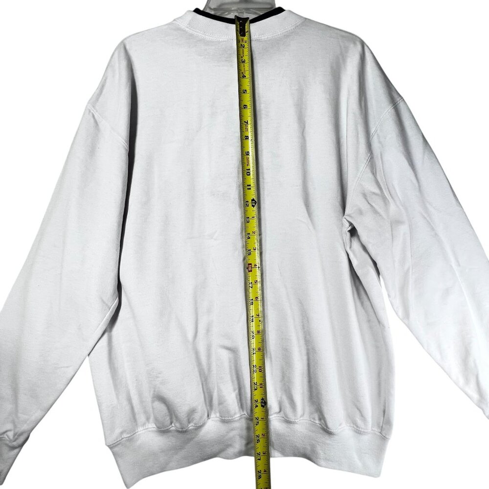 Vtg MC Sportswear Snow Friends Embroidered Sweatshirt L White Blue Grannycore - Picture 8 of 10